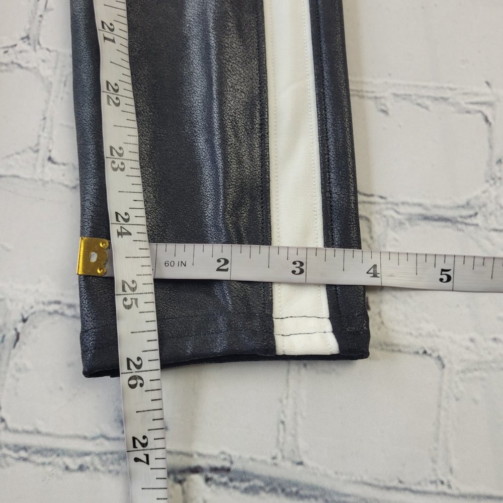 NWT SPANX Faux Leather Black with white Side Stripe Leggings Size S - Picture 7 of 14